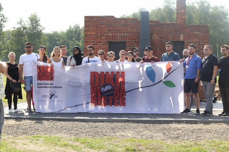 Youth stood in the 'Gypsy camp' Auschwitz-Birkenau