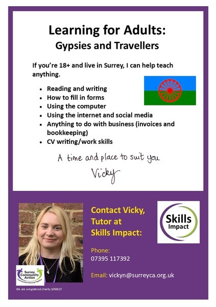 Free Tutoring for Surrey based Gypsy and Traveller Adults 18+