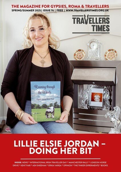 TT Issue 76 Spring/Summer - White female sits holding a book depicting a horse in a field
