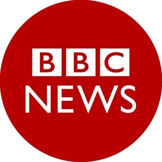 BBC NEWS logo that says BBC NEWS in white letters with Red background