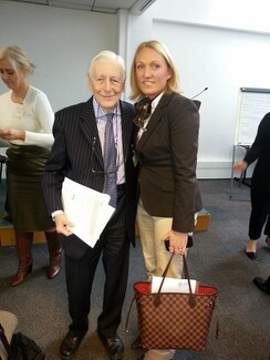 Patty Linfoot with Gypsy and Traveller champion the late Lord Eric Avebury at a Traveller Movement conference