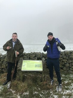 Watson Harrop and Jack Burton at the top of Holwick Scar © Harrop