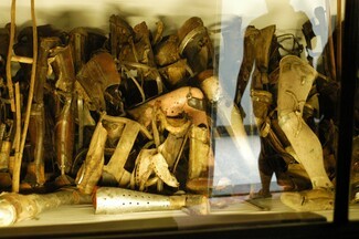 Crutches on display in Auschwitz- Disabled people had no chances of surviving © Lucy Hetherington