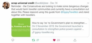 A message of support and solidarity sent to Friends Families and Travellers