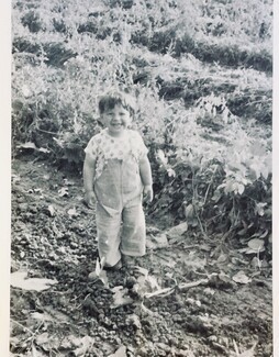  Chris Smith aged 3 in the hop garden at Yarkhill Farm.