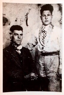 A young Jeremiah (Mooshie)Smith (Standing) and his brother-in-law Nelson Johns. Early 1940’s