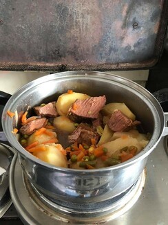 My 90 year old mums stew cooked for her tea today . Liz Holiday