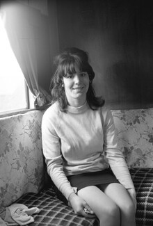 Young woman inside caravan. Early 1971. Barnsley, South Yorkshire. © KIERON FARROW