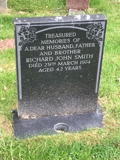 Chris Smith’s uncle  Richard (Dick) Smiths headstone at St. Michaels Church in Sutton  Hereford. 