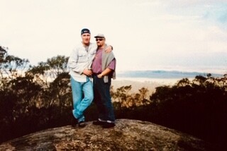 Chris Smith and Andrew at Hanging Rock, Victoria, Australia. 1997