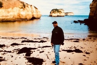 Chris Smith  on the beach at The Twelve Apostles 1997.