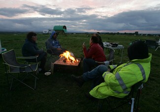 Drive2Survive campaigners discuss tactics at Appleby Horse Fair © Huw Powell