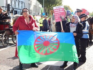 Kerensa Smith at the Manchester rally (with Nahella Ashraf) © Mike Doherty