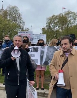 Alfie Best (left) with Albert Douglas at a Free Albert rally