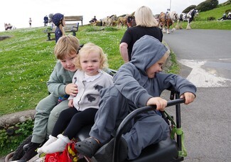 Some of the kids on the drive at Bracelet Bay. With permission of the mums.