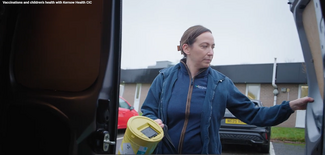 Vicky prepares for a vaccination outreach session