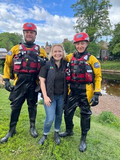 Appleby 2023: Leanne from Redwings with RSPCA inspectors Carl and Krissy after clearing river of dangerous debris © Redwings