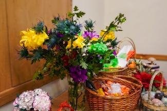 Paper flowers and basket