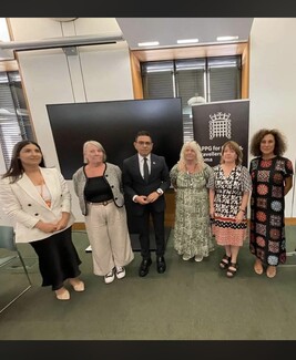 Allison Hulmes (2nd left) at a photocall for the APPG GRT launch of the Council of Europe Strategy for Roma and Traveller Inclusion (2026–2030) at Westminster
