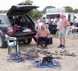 John Gumble(sitting) he and his daughter Kathleen run the Horsmonden Horse Fair