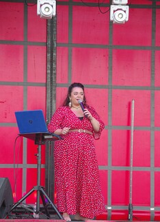 Singer on stage